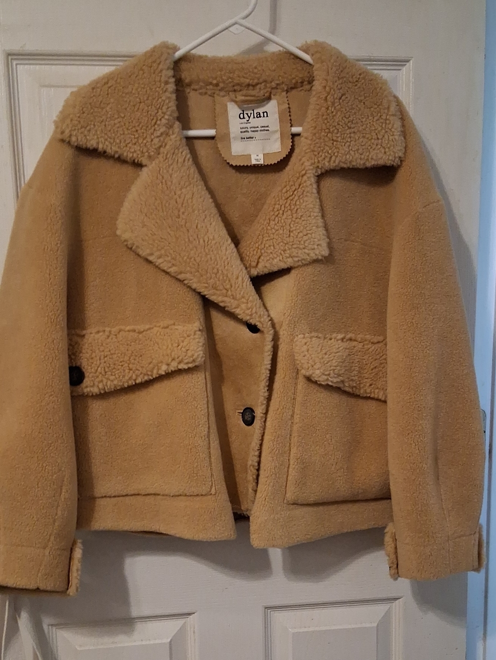 NWOT dylan Camel Sherpa Coat